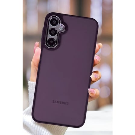 Samsung Galaxy A14 Kılıf Metal Çerçeve Hassas Butonlu Renkli Buzlu Şeffaf Transparan Kapak - MOR