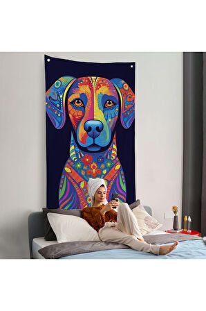 Mandala Renkli Köpek Duvar Örtüsü-7545