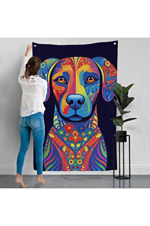 Mandala Renkli Köpek Duvar Örtüsü-7545