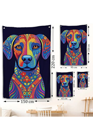 Mandala Renkli Köpek Duvar Örtüsü-7545