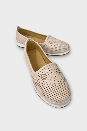 Kadın Ortopedik Delikli Comfort Günlük Ayakkabı BEJ