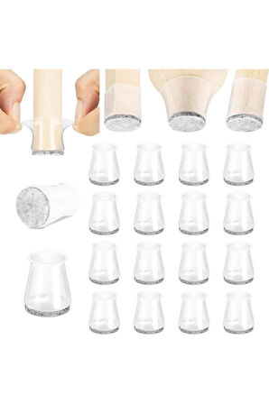 8 Adet ( 3cm-3,5cm ) Yarı Saydam Silikon Keçeli Sandalye Susturucu Sandalye Pabucu