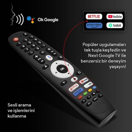 next İle Uyumlu Model YE-55SPCG8-4K Smart Tv Kumanda-Ses Özellikli