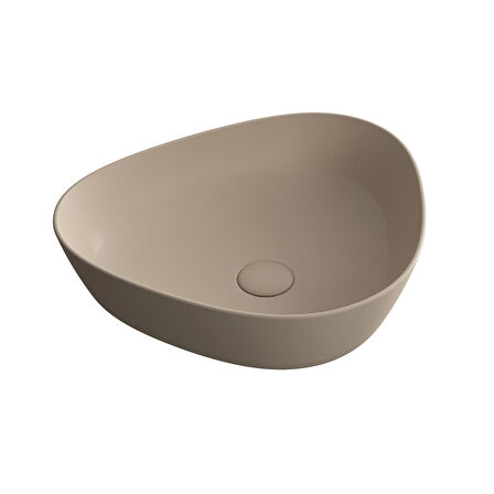 VitrA Plural 7812B474-0016 Üçgen Alçak Çanak Lavabo, VitrA Clean, 47 cm, Mat Kil Beji