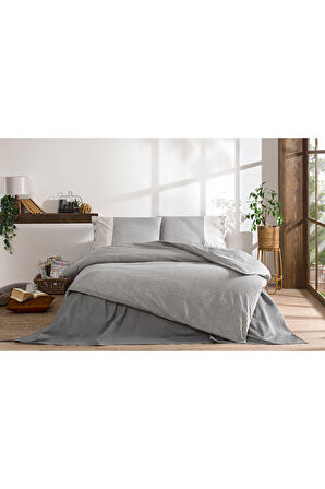 Özdilek NATURAL LİNE ÇİFT KİŞİLİK NEVRESİM TAKIMI Gri