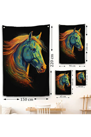 Renkli Soyut At Duvar Örtüsü-7550