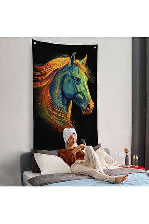 Renkli Soyut At Duvar Örtüsü-7550