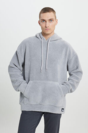 Oversize Bol Kesim Kapüşonlu Polar
