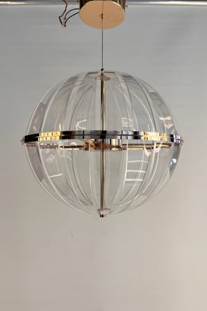 Lüks Gold Kaplama Dairesel Çizgi Desenli Küre Modern LED Avize