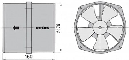 Vetus VENT178 blower. Kıvılcım korumalıdır 12V