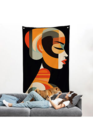 Vintage Güzel Kadın Duvar Örtüsü-7551