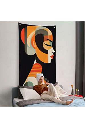 Vintage Güzel Kadın Duvar Örtüsü-7551