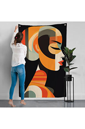 Vintage Güzel Kadın Duvar Örtüsü-7551