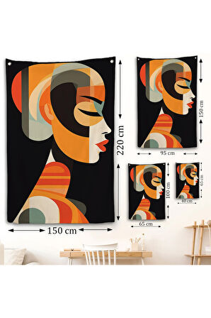 Vintage Güzel Kadın Duvar Örtüsü-7551