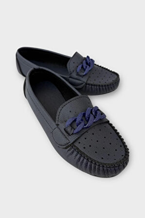 Kadın Tokalı Yumuşak Babet Ayakkabı LACİVERT