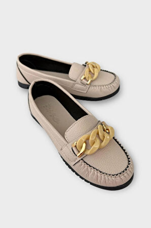 Kadın Tokalı Yumuşak Babet Ayakkabı VİZON