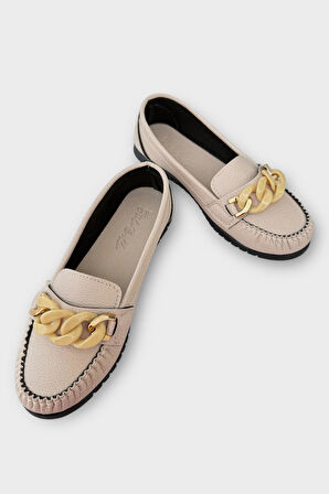 Kadın Tokalı Yumuşak Babet Ayakkabı VİZON