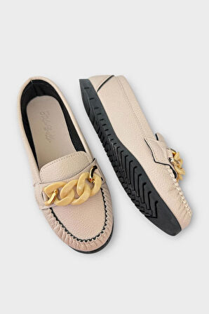 Kadın Tokalı Yumuşak Babet Ayakkabı VİZON