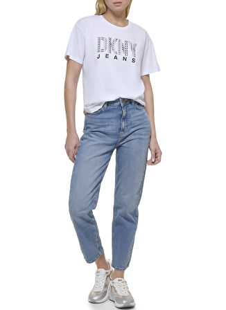 Dkny Jeans Bisiklet Yaka Baskılı Beyaz Kadın T-Shirt E31FMQ1Q