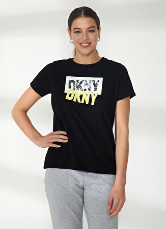 Dkny Jeans Bisiklet Yaka Baskılı Siyah Kadın T-Shirt DP2T9243