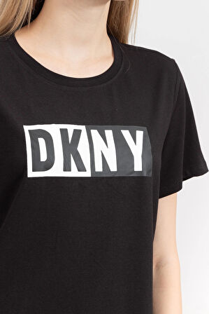 Kadın Two Tone Bisiklet Yaka T-Shirt-Siyah | M