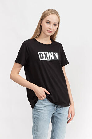 Kadın Two Tone Bisiklet Yaka T-Shirt-Siyah | S