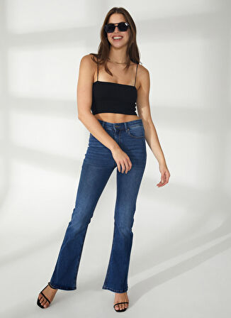 Dkny Jeans Yüksek Bel Boru Paça Normal İndigo Kadın Denim Pantolon E1RK0756