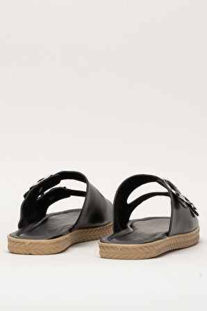 Kadın Çift Bant Ayarlanabilr Tokalı Terlik SİYAH