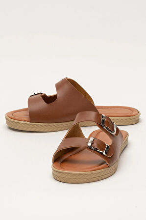 Kadın Çift Bant Ayarlanabilr Tokalı Terlik TABA