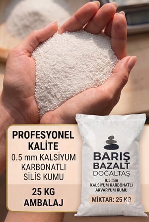 25 KG Beyaz Silis Akvaryum Kumu 0,5 mm İnce Taneli Doğal Akvaryum Taban Kumu-Kalsiyum Karbonatlı Akvaryum Kumu
