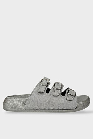 Kadın Üç Bant Ayarlanabilr Tokalı Terlik FÜME