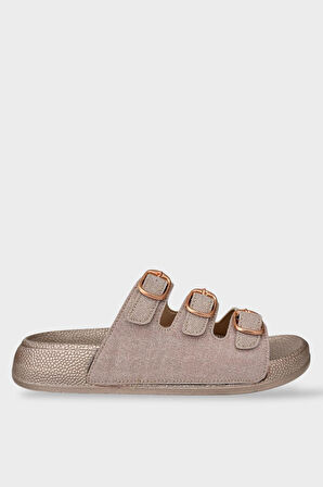 Kadın Üç Bant Ayarlanabilr Tokalı Terlik BRONZ