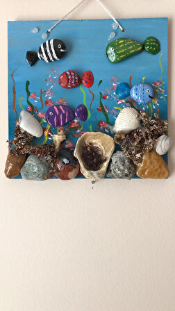 Duvar Kapı Süsü El Işi Figüratif 3d Akvaryum Tablo