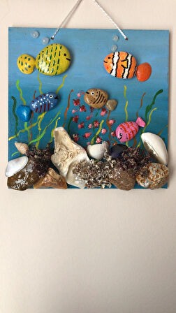 Duvar Kapı Süsü El Işi Figüratif 3d Akvaryum Tablo