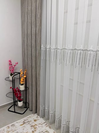 NİVEMESHOME 2571 V -105 REİNA GÜMÜŞ 1/2,5 PİLELİ BAMBU TÜL PERDE