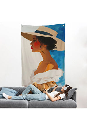 Güzel Retro Kadın Duvar Örtüsü-7557