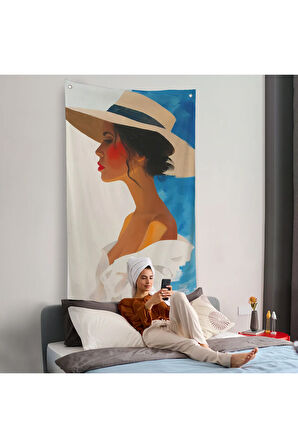 Güzel Retro Kadın Duvar Örtüsü-7557