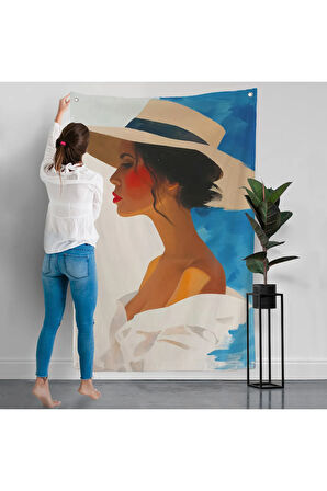 Güzel Retro Kadın Duvar Örtüsü-7557