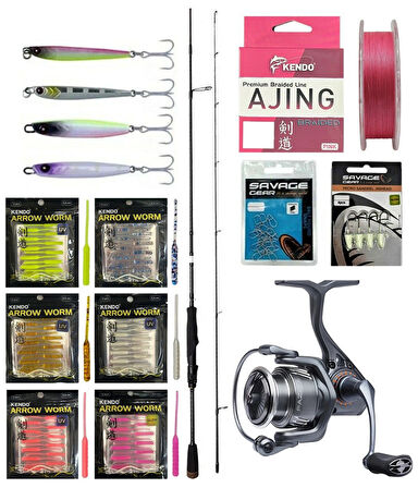 YekOutdoor ULTRA LRF Seti Savage Gear SG2 Ultra Light Game 2.13M 2-10GR &Savage Gear Fazor 1000 Olta Makinesi