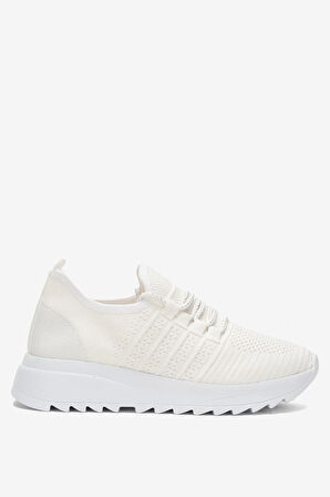 Kadın Ortopedik Taban Triko Günlük Spor Ayakkabı BEYAZ