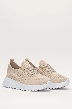 Kadın Ortopedik Taban Triko Günlük Spor Ayakkabı BEJ