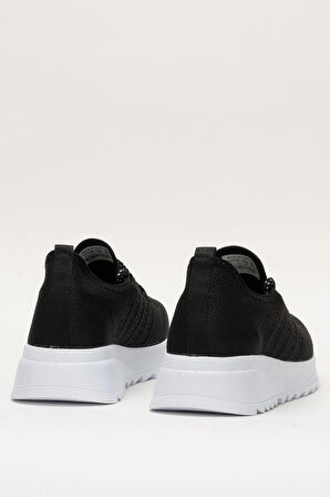 Kadın Ortopedik Taban Triko Günlük Spor Ayakkabı SİYAH - BEYAZ