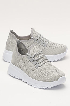 Kadın Ortopedik Taban Triko Günlük Spor Ayakkabı GRİ