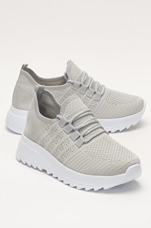 Kadın Ortopedik Taban Triko Günlük Spor Ayakkabı GRİ