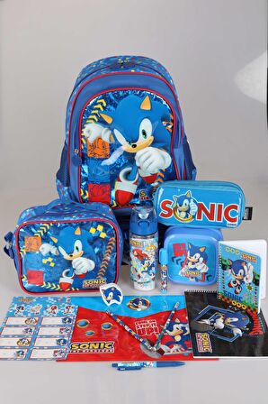 YENİ SEZON LİSANSLI SONIC FULL+FULL KIRTASİYE SETİ "OKUL ÇANTASI, BESLENME ÇANTASI VE KALEM ÇANTASI,MATARA,BESLENME KABI"