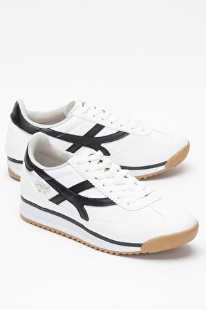 Kadın Denye Kumaş Günlük Spor Ayakkabı BEYAZ - SİYAH