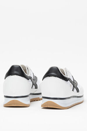 Kadın Denye Kumaş Günlük Spor Ayakkabı BEYAZ - SİYAH