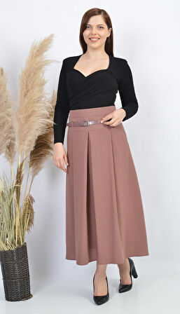 SORALLİNE KADIN MEVSİMLİK CEPLİ PİLELİ ETEK 90 CM BOYUNDA 755 ETAMİN DESEN GÜL