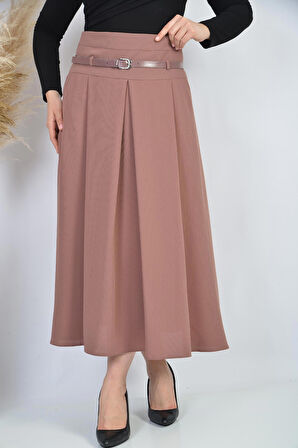 SORALLİNE KADIN MEVSİMLİK CEPLİ PİLELİ ETEK 90 CM BOYUNDA 755 ETAMİN DESEN GÜL