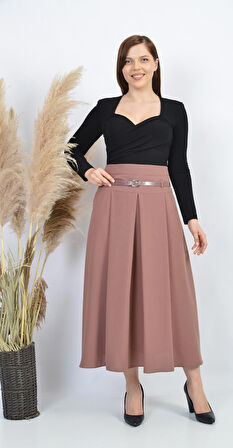 SORALLİNE KADIN MEVSİMLİK CEPLİ PİLELİ ETEK 90 CM BOYUNDA 755 ETAMİN DESEN GÜL